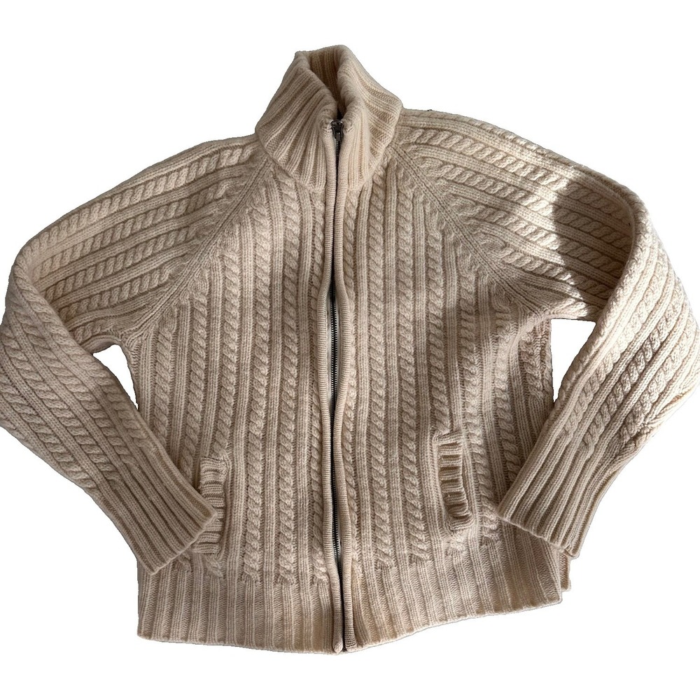 Vintage Gap Fisherman Cable Knit Cardigan Zip Sweater Y2K 90s SHRUNK - Fits XS